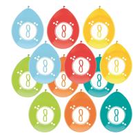 Haza party Ballonnen - 8 jaar - leeftijd verjaardag - 12x stuks - 30 cm - versiering - feestartikele