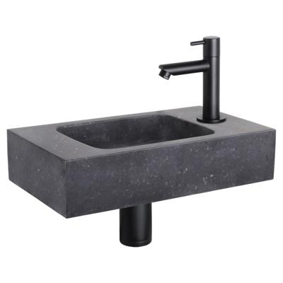 Differnz fonteinset bombai black - natuursteen - kraan recht - 40 x 22 x 9 cm - mat zwart