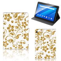 Lenovo Tab E10 Tablet Cover Gouden Bloemen Lenovo Tab E10 Tablet Cover Gouden Bloemen