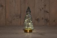 B.O.T. Tree Glass 10X23,5 cm Grey With Golden Base 10Led - Annas collection