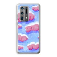 Roze wolken met vogels: Huawei P40 Pro Plus Transparant Hoesje