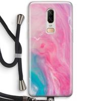 Roze explosie: OnePlus 6 Transparant Hoesje met koord