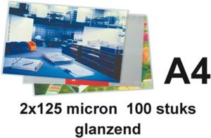 Quantore A4 lamineerhoezen glanzend 2x125 micron 100 stuks