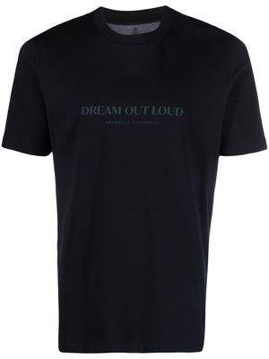 Brunello Cucinelli t-shirt à logo imprimé - Bleu
