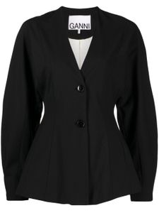 GANNI blazer boutonné à col v - Noir