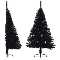 VidaXL Kunstkerstboom met standaard half 150 cm PVC zwart