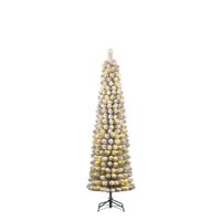 Kunstkerstboom Charlton pilar groen frosted H185 x dia. 53 cm met 120 LED warm wit - Black box