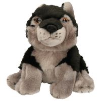 Pluche zwarte wolf/wolven knuffel 18 cm speelgoed   -