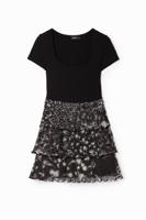 Gecombineerde geplisseerde mini-jurk - BLACK - M