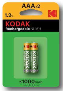2 x AAA oplaadbare krachtige Kodak batterijen - 1000mAh