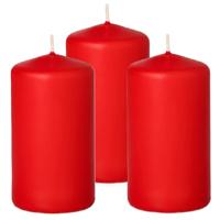 Cilinderkaars/stompkaars - 3x - rood - 5 x 10 cm - 23 branduren
