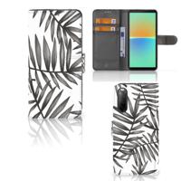 Sony Xperia 10 IV Hoesje Leaves Grey Sony Xperia 10 IV Hoesje Leaves Grey
