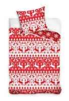 Carbotex Kerst Dekbedovertrek rood/wit 200 x 220 cm