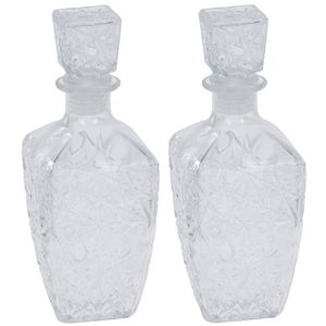 2x Glazen whiskey karaf met dop 900 ml