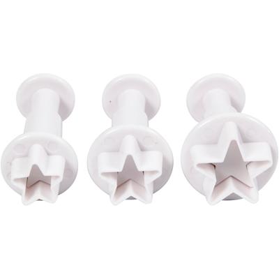 Creativ Company Uitsteekvormen met stempel, ster, d 2,1+2,3+2,6 cm, wit, 3 stuk/ 1 doos