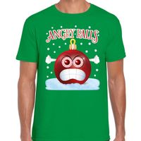 Fout kerst shirt Angry balls groen voor heren - thumbnail