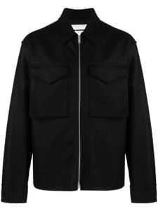 Jil Sander veste zippée en laine à col pointu - Noir