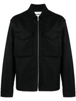 Jil Sander veste zippée en laine à col pointu - Noir