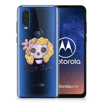 Silicone Back Case Motorola One Vision Boho Skull Silicone Back Case Motorola One Vision Boho Skull