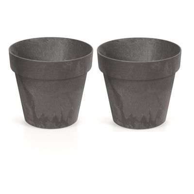 3x Kunststof bloempotten/plantenpotten betonlook 40 cm antraciet