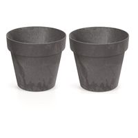 3x Kunststof bloempotten/plantenpotten betonlook 40 cm antraciet