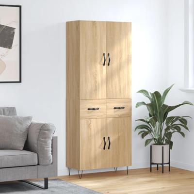 Hoge kast 69,5x34x180 cm bewerkt hout sonoma eikenkleurig