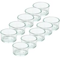 Trend Candles theelichthouder - 10x - glas - transparant - 4x3 cm - waxinelicht