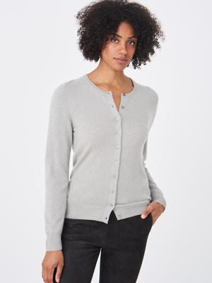 Basic cashmere cardigan met ronde hals van organisch cashmere