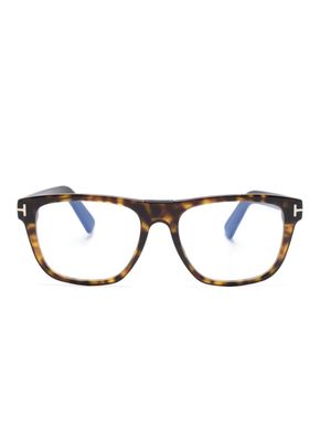 TOM FORD Eyewear lunettes de vue carrées à effet écailles de tortue - Marron