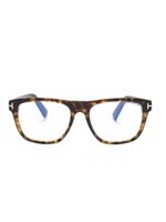 TOM FORD Eyewear lunettes de vue carrées à effet écailles de tortue - Marron