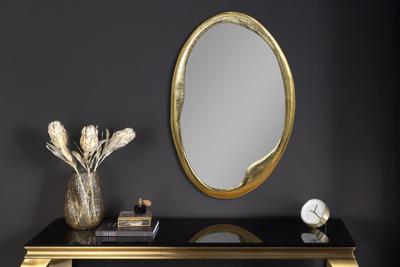 Ovale wandspiegel ABSTRACT 70cm goud metaal handgemaakt - 46098