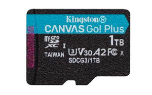 Kingston Technology 1TB microSDXC Canvas Go Plus 170R A2 U3 V30 enkel pakket zonder ADP