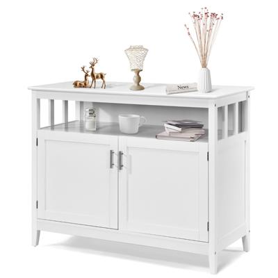 Sideboard Keukenkast Opbergkast met 2 Deuren en Verstelbare Plank Buffetkast voor Woonkamer Eetkamer Wit 114 x 51 x 91 cm