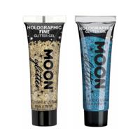 Moon Creations Glittergel fijn set - voor lichaam en gezicht - goud en blauw - thumbnail