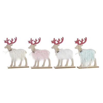 Kerstversiering DKD Home Decor Polyester MDF Rendier (23 x 5 x 16 cm) (4 Stuks)
