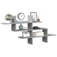 Wandschap 124,5x18x60,5 cm bewerkt hout betongrijs