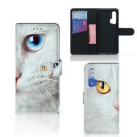 Honor 20 Pro | Telefoonhoesje | Met pasjeshouder | Witte Kat
