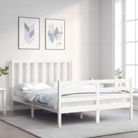Bedframe zonder matras massief grenenhout wit 140x190 cm