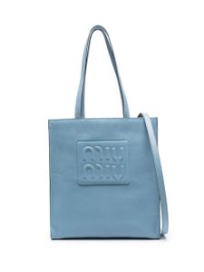 Miu Miu sac cabas en cuir à logo embossé - Bleu