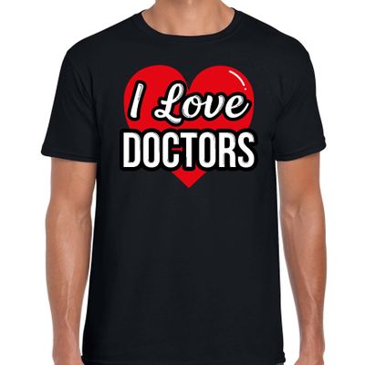 I love doctors verkleed t-shirt zwart voor heren - Outfit verkleed feest I love doctors verkleed t-shirt zwart voor heren - Outfit verkleed feest