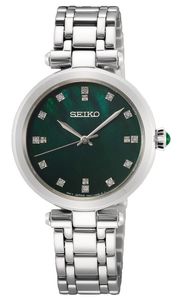 Seiko SRZ535P1 dameshorloge saffier met diamantjes 30 mm