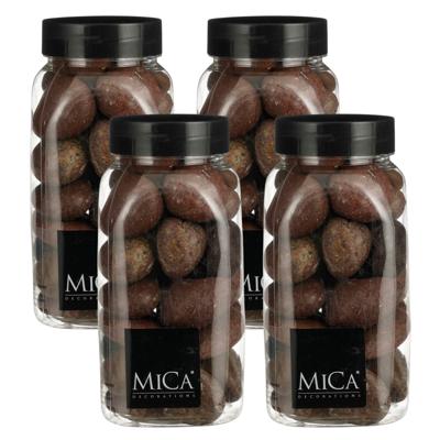 Mica Decorations decoratie stenen - 4x - 650ml - groot - bruin mix - hobby steentjes