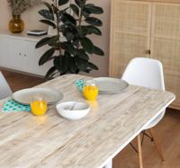 Licht hout voor tafel muursticker eetkamer