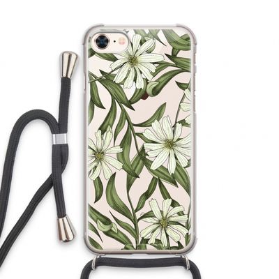 Wit bloemenpatroon: iPhone 8 Transparant Hoesje met koord