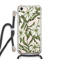Wit bloemenpatroon: iPhone 8 Transparant Hoesje met koord
