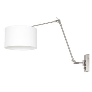 Steinhauer Wand Leeslamp Prestige Chic RVS met 30cm wit linnen kap 8108ST