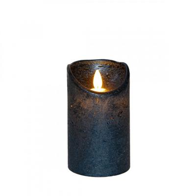 Stompkaars rustiek wax bewegende vlam 12,5x7,5 cm metallic blauw - Annas collection