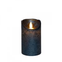 Stompkaars rustiek wax bewegende vlam 12,5x7,5 cm metallic blauw - Annas collection
