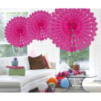 Decoratie versiering waaier - fuchsia roze - Dia 45 cm - feestartikelen - ophangen - kamer versieren