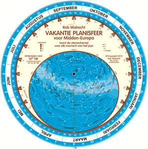 Sterrenkaart - Planisfeer Vakantieplanisfeer Midden-Europa (50°NB) | Rob Walrecht Productions